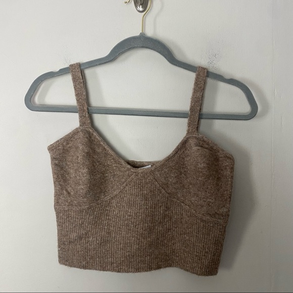 NWT Zara Wool Camel Blend Sweater Crop Top size Large - Picture 8 of 12